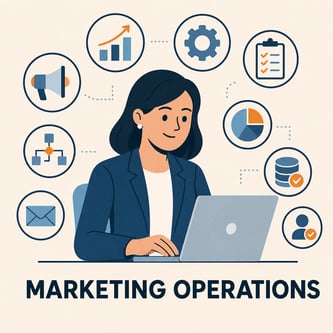Marketing Operations Cartoon Person at Computer