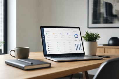 Office Desk with CRM Screen